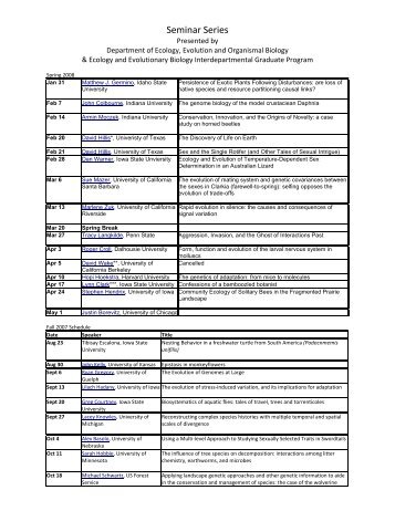 Seminar Series - Department of Ecology, Evolution, and Organismal ...