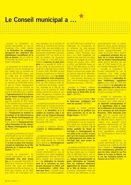 Magazine Vivre Ã  GenÃ¨ve no 36 - Ville de GenÃ¨ve