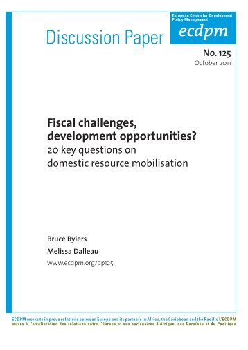 20 key questions on domestic resource mobilisation - ecdpm