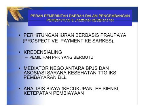 peran stakeholder dalam sistem jaminan kesehatan - KMPK