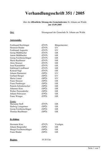 GR-Sitzung 351/2005 (24 KB) - .PDF - St. Johann am Walde