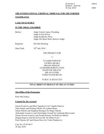 Final Brief - Milan Gvero - ICTY