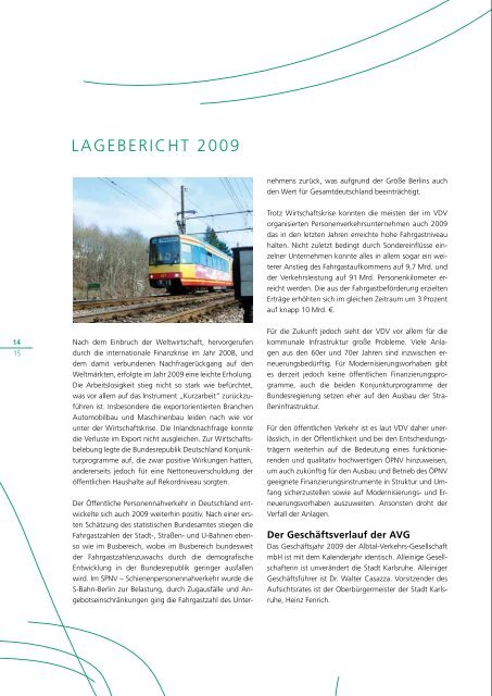 GeschÃ¤ftsbericht 2009 - Albtal Verkehrs Gesellschaft mbH