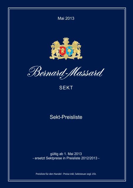 Sekt-Preisliste - Bernard-Massard