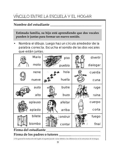 Libro de actividades de articulación con el hogar - Sector Lenguaje ...