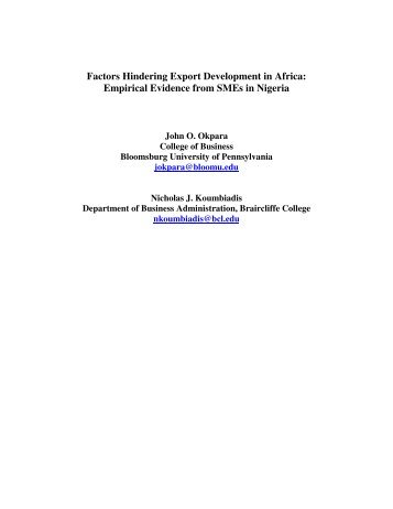 Factors Hindering Export Development in Africa: Empirical Evidence ...