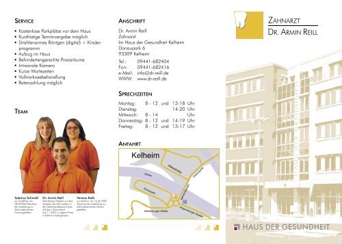 Praxis Flyer Download Zahnarzt Dr Armin Reill Kelheim