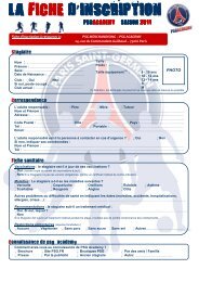 Fiche d'inscription - PSG