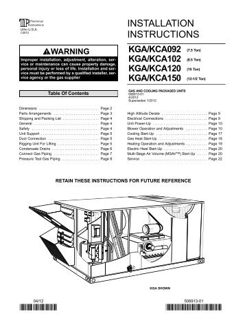 K-Series (7.5-12.5 KGA) Installation Instructions - Allied Commercial