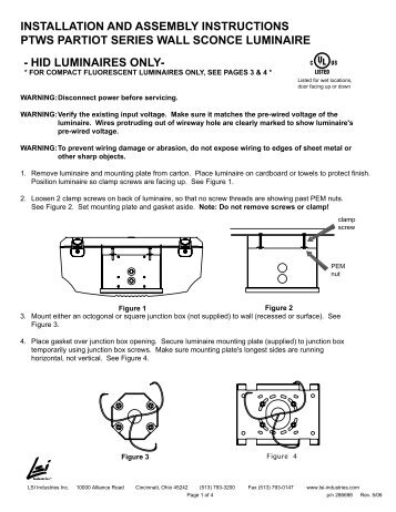 installation and assembly instructions ptws ... - LSI Industries Inc.