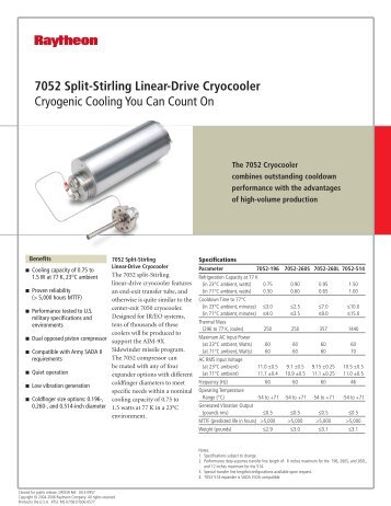 7052 Split-Stirling Linear-Drive Cryocooler Cryogenic ... - Raytheon