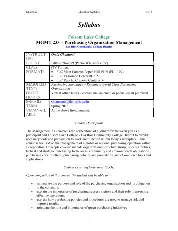 Syllabus - Folsom Lake College - Los Rios Community College District