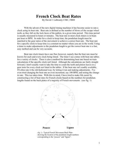 French Clock Beat Rates - Horology - The Index