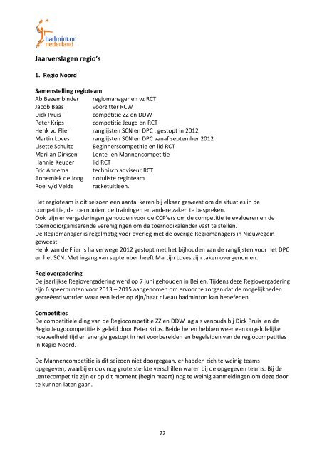Agendapunt 5.2 Jaarverslag 2012 Werkorganisatie - Badminton ...