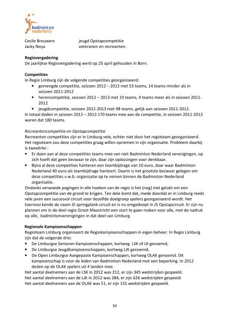 Agendapunt 5.2 Jaarverslag 2012 Werkorganisatie - Badminton ...