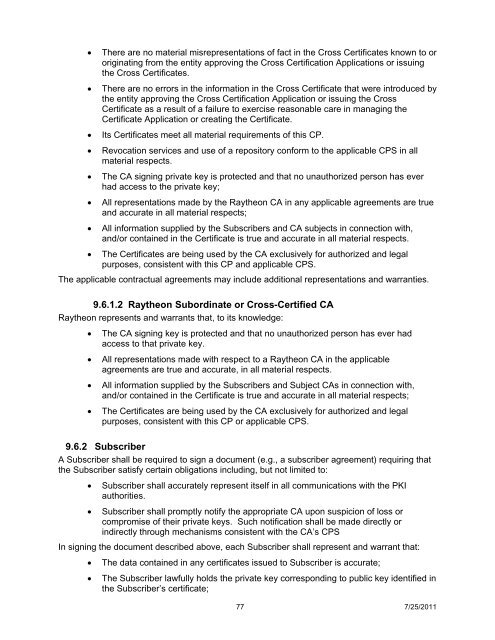 Raytheon Company Public Key Infrastructure (PKI) Certificate Policy