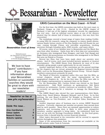 Bessarabian Newsletter Issue 10-2 - GRHS Home Page