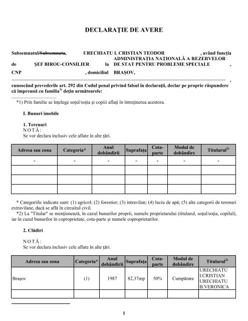 Urechiatu Cristian - AdministraÅ£ia NaÅ£ionalÄ a Rezervelor de Stat