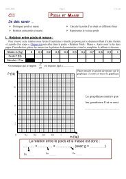 La relation entre le poids et la masse est donc ... - Free