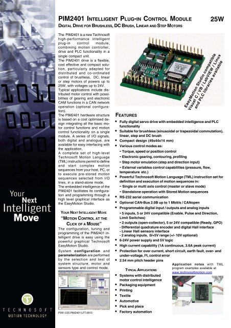 PIM2401 INTELLIGENT PLUG-IN CONTROL MODULE