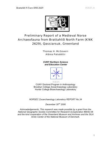 Preliminary Report of a Medieval Norse Archaeofauna from ... - Nabo