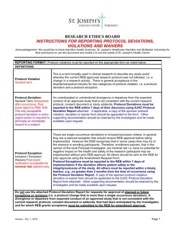 Instructions for Reporting Protocol Deviations, Violations and Waivers