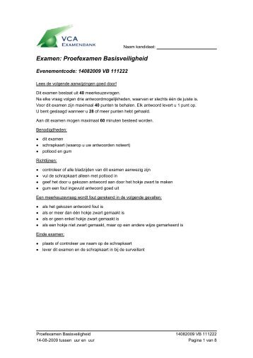 Examen: Proefexamen Basisveiligheid - VCA Nederland