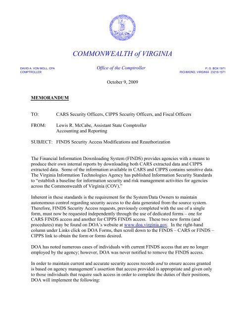 PDF - Virginia Department of Accounts - Commonwealth of Virginia