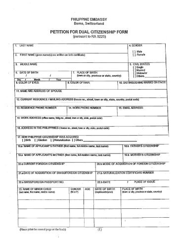 Application Petition Form - Philippine Embassy | Berne, Switzerland