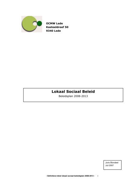 Lokaal Sociaal Beleidsplan - Gemeente Lede
