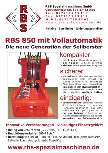 RBS 850 mit Vollautomatik - RBS Spezialmaschinen GmbH