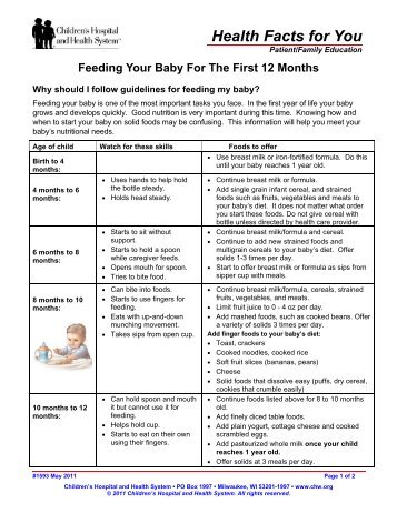 Feeding Your Baby For The First 12 Months - Children's Hospital of ...