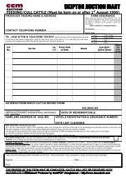 Cull Cattle Entry Form - CCM Auctions