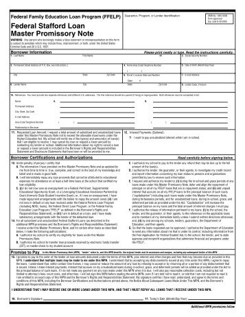 Federal Stafford Loan Master Promissory Note (093005) - (pdf)
