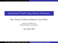 Guaranteed Proofs Using Interval Arithmetic - LRI