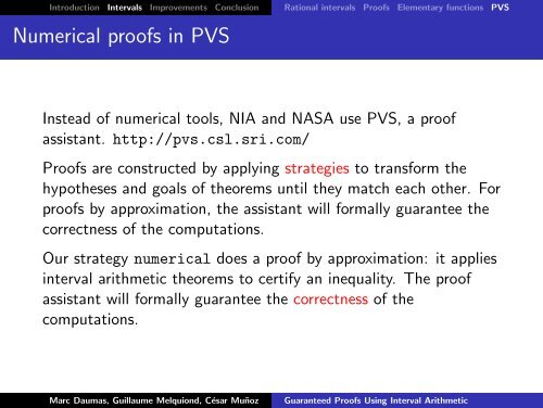 Guaranteed Proofs Using Interval Arithmetic - LRI