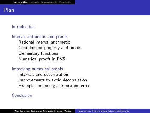 Guaranteed Proofs Using Interval Arithmetic - LRI