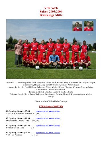 Vfb Polch Saison 2003/2004 Bezirksliga Mitte