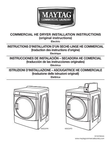 COMMERCIAL HE DRYER INSTALLATION INSTRUCTIONS ...