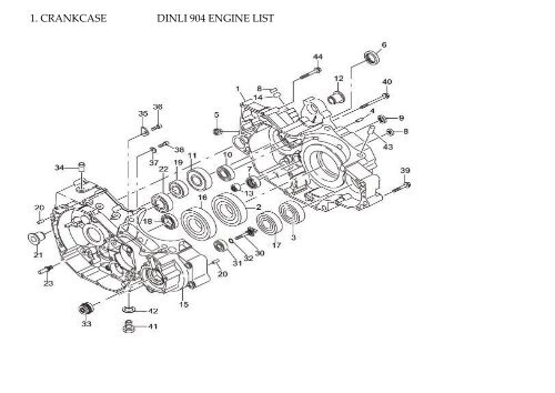 1. CRANKCASE DINLI 904 ENGINE LIST