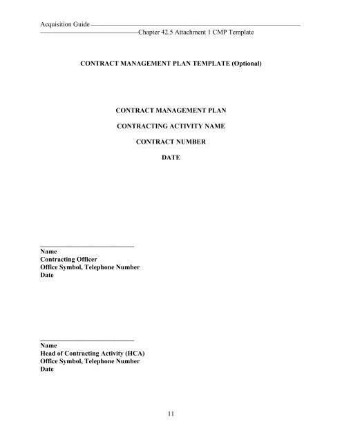 11 CONTRACT MANAGEMENT PLAN TEMPLATE (Optional ...