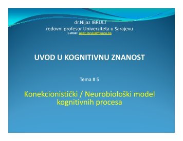 UVOD U KOGNITIVNU ZNANOST KonekcionistiÄki / NeurobioloÅ¡ki ...