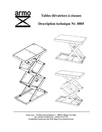 Tables élévatrices à ciseaux Description technique Nr ... - Armo S.p.A.