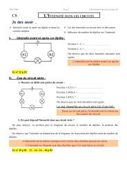 L'INTENSITÃ DANS LES CIRCUITS Je dois savoir - Free