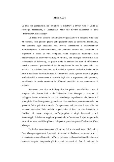 Tesi Pipitone Rosaria Abstract - Biblioteca Medica