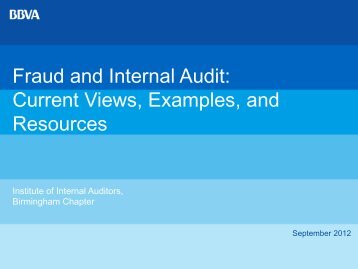 Fraud and Internal Audit: Current Views, Examples, and Resources