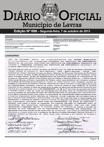 EdiÃ§Ã£o 686_07_10_2013 - Prefeitura Municipal de Lavras