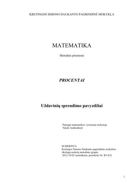 Matematika. Procentai. Uždavinių sprendimo pavyzdžiai