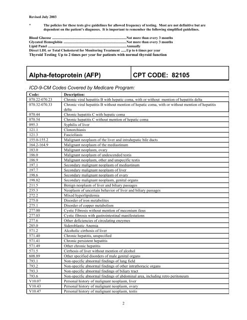 (AFP) CPT CODE - Stormont-Vail HealthCare