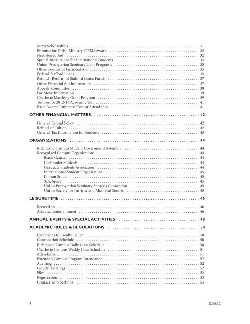 Student Handbook 2012-2013 - Union Presbyterian Seminary
